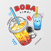 Boba Time Bubble Tea Dranken Bedrijf Raamsticker (Vel)