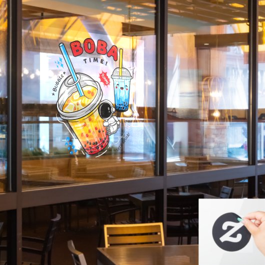 Boba Time Bubble Tea Dranken Bedrijf Raamsticker (Restaurant Raam)