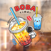 Boba Time Bubble Tea Dranken Zakelijke  Raamsticker (Vel 2)