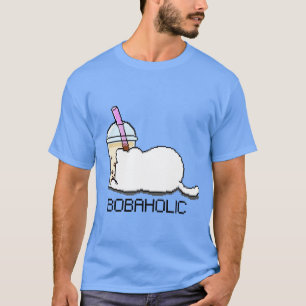 Bobaholic Pixel Cat Loves Boba Thee T-shirt