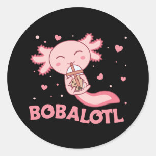 Bobalotl Axolotl Lovers Sweet Animals Bubble Tea C Ronde Sticker