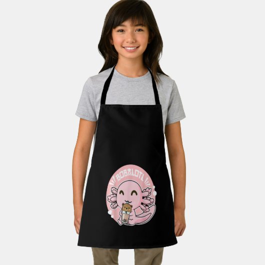Bobalotl Cute Axolotl Boba Bubble Milk Tea Schort (Insitu)