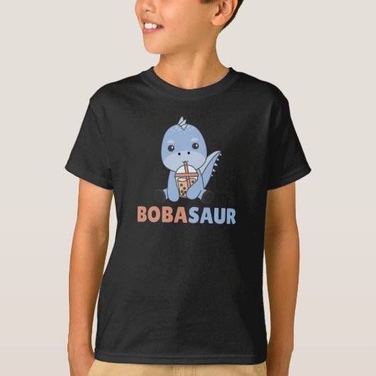 Bobasaur Boba Dinosaur Dino Bubble Tea T-shirt (Voorkant)