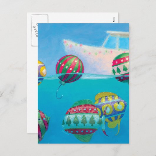 Bobber Fish Bulles Carte postale de Noël (Devant / Derrière)