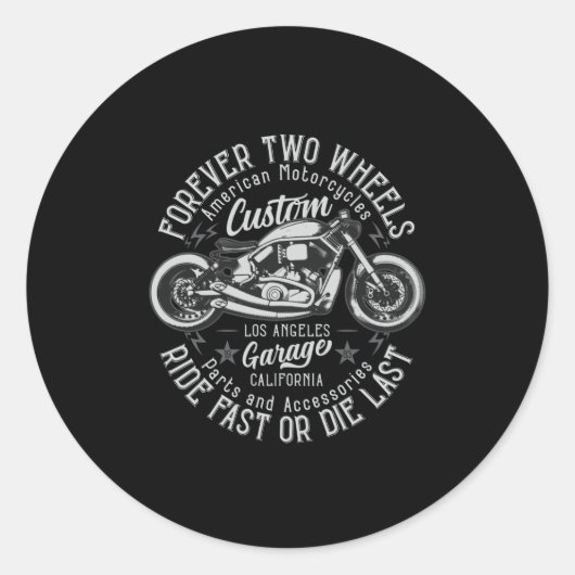 Bobber motorfietsen ronde sticker (Voorkant)