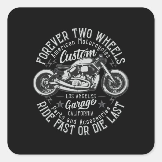 Bobber motorfietsen vierkante sticker (Voorkant)