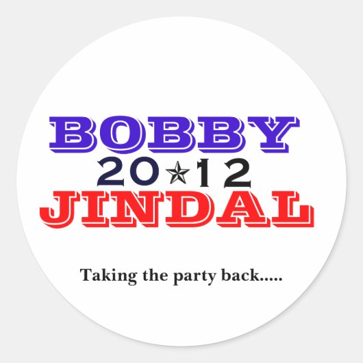 Bobby Jindal 2012 Ronde Sticker (Voorkant)