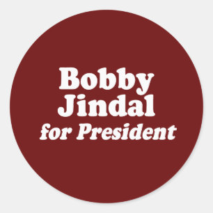 BOBBY JINDAL VOOR PRESIDENT 2 RONDE STICKER