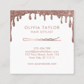 Bobby Pins Hair Stylist Dripping Gold Hairdresser Vierkante Visitekaartje (Achterkant)