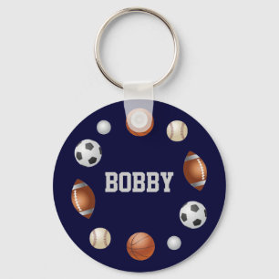 Bobby World of Sports Name Sleutelhanger - Navy Bl