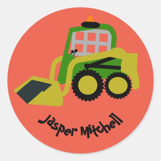 Bobcat-excavator Ronde Sticker (Voorkant)