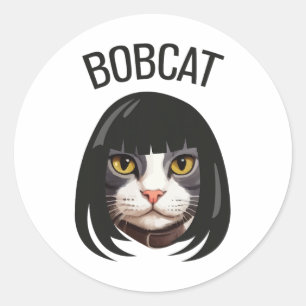 Bobcat Funny Cat Bob Haircut Trending Comedy Cat G Ronde Sticker