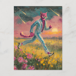 Bobcat in een zilveren pak briefkaart