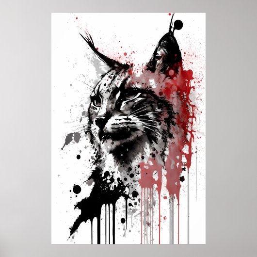 Bobcat Ink Portrait Poster (Voorkant)
