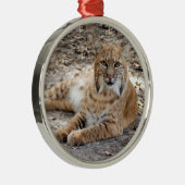 Bobcat-kerstversiering Metalen Ornament (Rechts)
