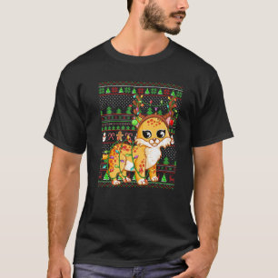 Bobcat Lover Family Matching Ugly Bobcat met Kerst T-shirt