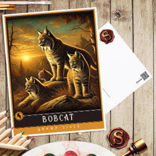 Bobcat   Schattige familie  Briefkaart