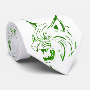 Bobcat Wild Cat Team Mascotte Ketting Groen/Wit Stropdas