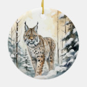 Bobcat Winter Woodland Keramisch Ornament (Achterkant)
