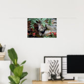 Bobcat-young kitten in holle bloemen poster (Thuiskantoor)