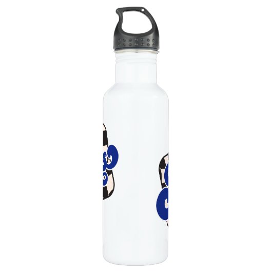Bobcats Checkerboard Water Bottle: Blue Waterfles (Achterkant)