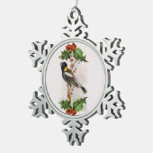 Bobolink Vogel Sneeuwvlok Pewter Kerst Ornament (Rechts)