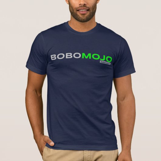 BoboMojo over de marine T-shirt (Voorkant)