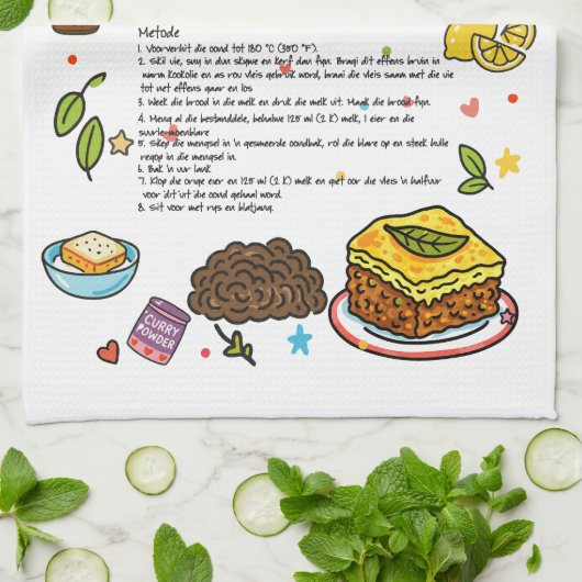 Bobotie Illustré Recette Torchon Sud-Africain (Plié)