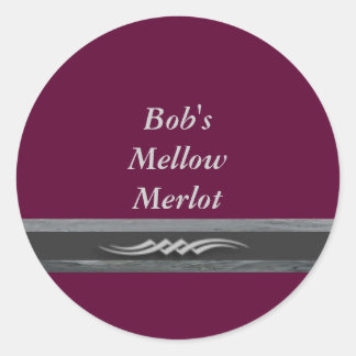 Bob's Mellow Merlot Wijnlabels Ronde Sticker
