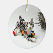 Bobtail Cat Gray Tabby Holiday Ornament (Links)