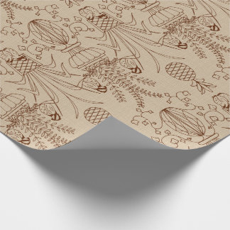 Bobwhite Quail Damask Sepia Cadeaupapier