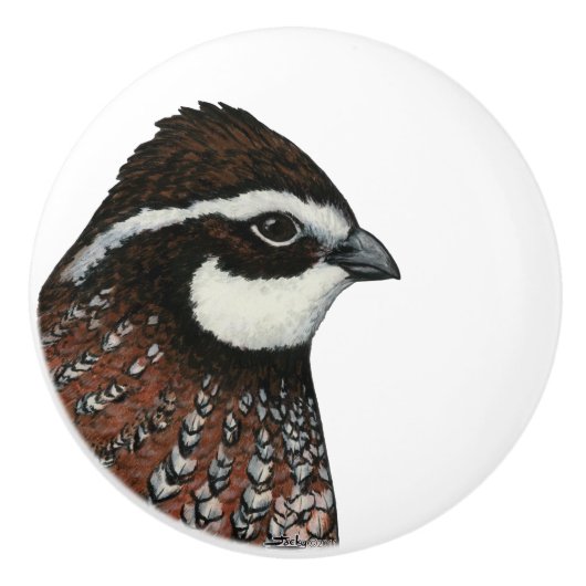 Bobwhite Quail Keramische Knop (Voorkant)