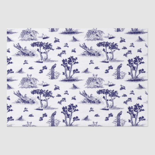 Bobwhite Toile de Jouy Tissue Paper Blue Tissuepapier (Voorkant)