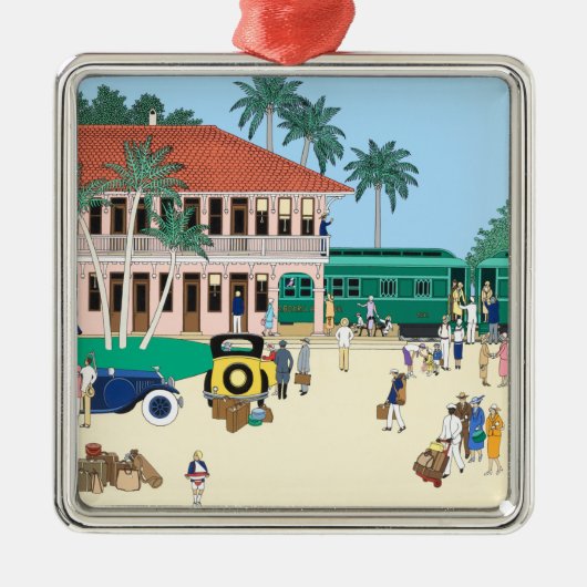 Boca Grande Railroad Depot Metalen Ornament (Voorkant)