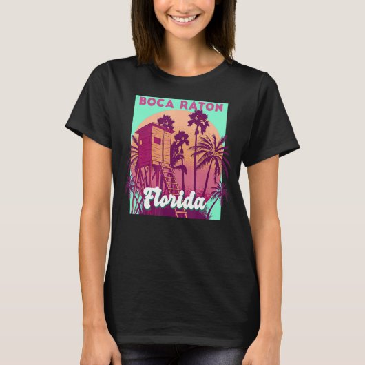 Boca Raton FL retro oceanische scène T-shirt (Voorkant)