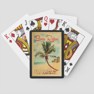 Boca Raton Florida Palm Beach Vintage Travel Pokerkaarten