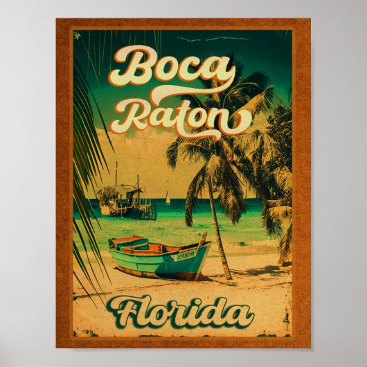 Boca Raton Florida Palm Tree Beach FL Poster (Voorkant)