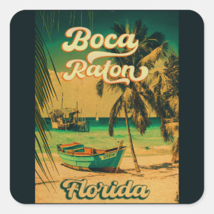 Boca Raton Florida Palm Tree Beach FL Vierkante Sticker