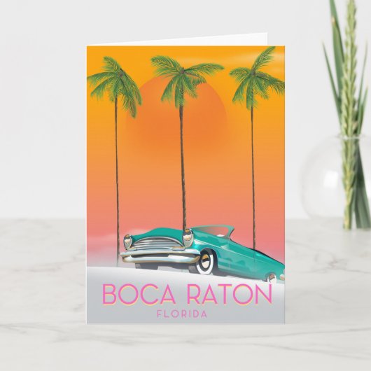 Boca Raton Florida reisposter. Feestdagen Kaart (Voorkant)
