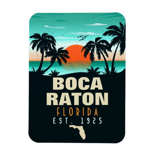 Boca Raton Florida Retro Sunset Beach Souvenirs Magneet (Verticaal)