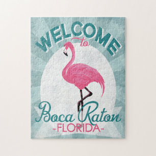 Boca Raton Florida Roze Flamingo Retro Legpuzzel