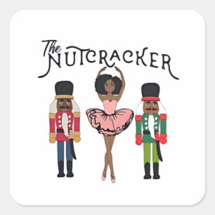 Boca Raton Zwarte Notenkraker Grappige Kerst Vierkante Sticker