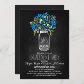 bocal bleu mason invitations de la partie de fianç (Devant / Derrière)