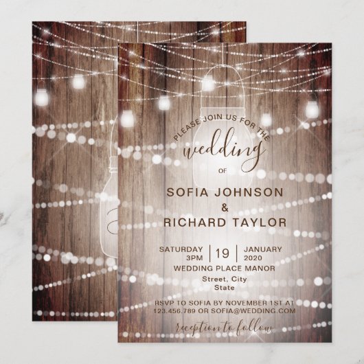 Bocal de lumière de ferme rustique Invitation en b (Devant / Derrière)