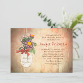 bocal de mason avec fleurs invitation douche nupti (Debout devant)