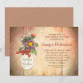 bocal de mason avec fleurs invitation douche nupti (Devant / Derrière)