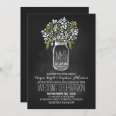 bocal de mason floral chalkboard invitations de ma (Devant / Derrière)