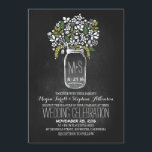 bocal de mason floral chalkboard invitations de ma<br><div class="desc">Invitations modernes de mariage en tableau noir avec bocal de mason plein de divers fleurs sauvages blancs, marguerites, design feuille. Un mariage chalkboard chic et tendance pour les mariages rustiques. : contactez-moi si vous avez besoin d'aide pour la personnalisation ou si vous avez une demande de couleur personnalisée. — Si...</div>