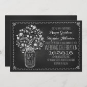 bocal de mason floral chalkboard invitations de ma (Devant / Derrière)