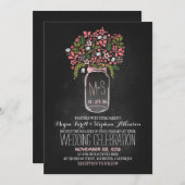 bocal de mason floral chalkboard invitations de ma (Devant / Derrière)